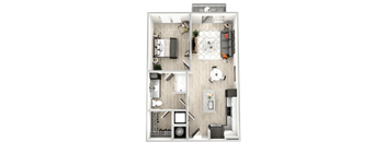 a floor plan of a house with a bedroom and a living room