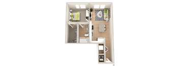 a 3d rendering of a bedroom floor plan of a house