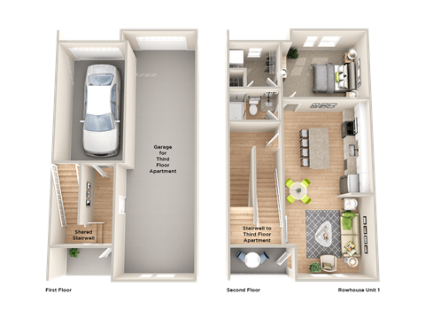 a rendering of a floor plan of a house and a room with a bath tub