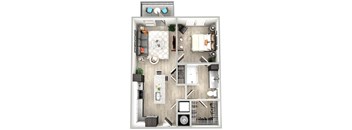 an overhead view of a bedroom floor plan of a house