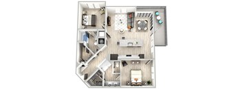 a floor plan of a bedroom with a bathroom and a living room