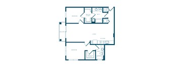 A floor plan of a two bedroom apartment with a balcony.