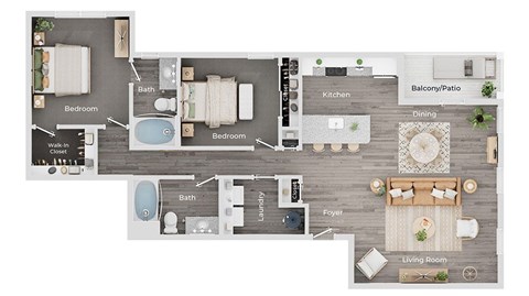 A floor plan of a house showing the layout of the rooms.