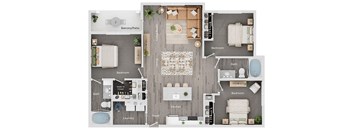 A floor plan of a house with labeled rooms such as Bedroom, Bath, Kitchen, and Living Room.