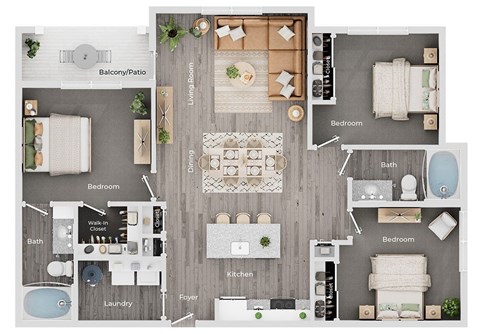 A floor plan of a house with labeled rooms such as Bedroom, Bath, Kitchen, and Living Room.