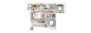 a 3d floor plan of a bedroom with a bathroom