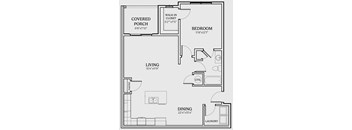a floor plan of a small house with a bedroom and a living room