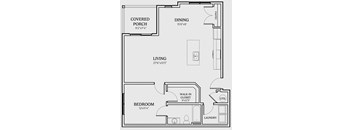 a floor plan of a small house with a bedroom and a living room