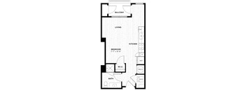 a floor plan of a small house with a kitchen and a living room