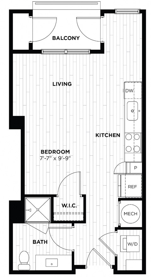 a floor plan of a small house with a kitchen and a living room