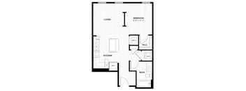 a floor plan of a house with a kitchen and a living room