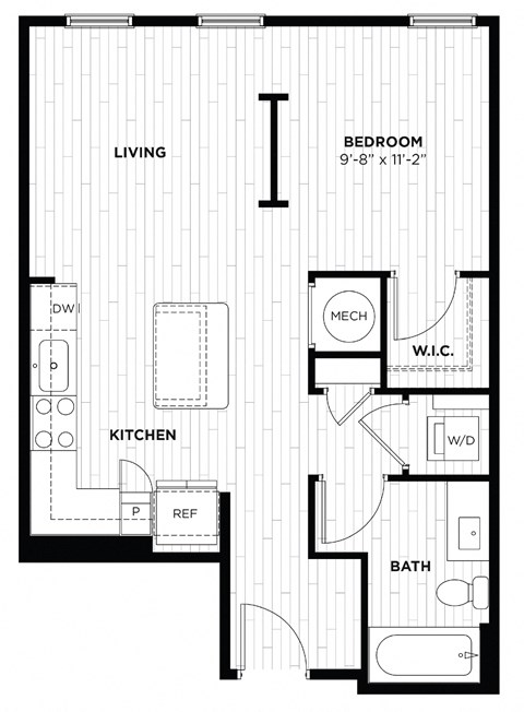 a floor plan of a house with a kitchen and a living room