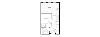 a floor plan of a small house with a kitchen and a living room