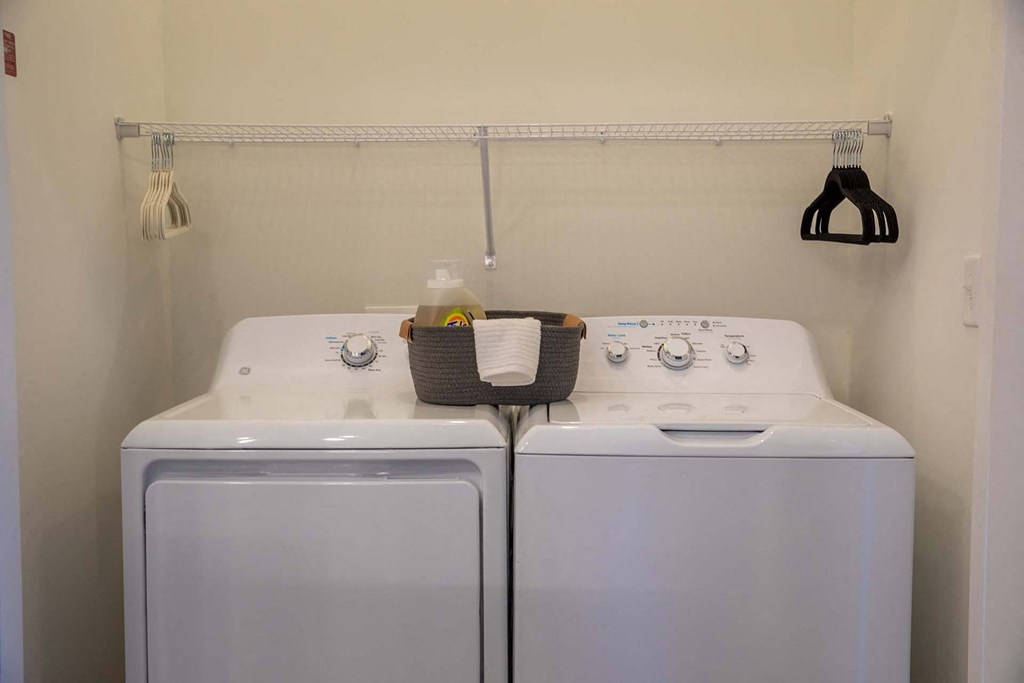 a washer and dryer in a laundry room