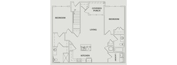 a floor plan of an apartment with a bedroom and a living room