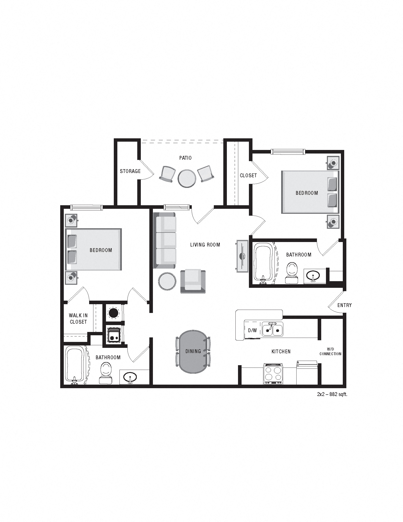 Hooper Pointe Two Bedroom Floor Plan
