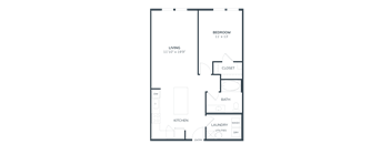 a floor plan of a small apartment with a bedroom and a living room
