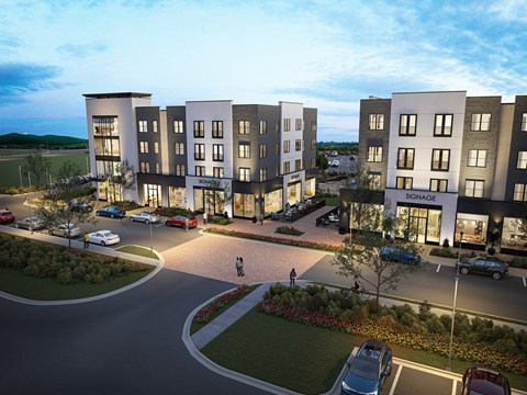 Luxury Apartments in Murfreesboro, TN, with In-Unit Washer and Dryer - Vintage 1959 - A Parking Lot With Landscaped Grounds And A Welcoming Community Entrance.