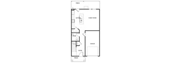 a floor plan of a small house with a kitchen and a living room