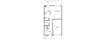 a floor plan of a small house with a kitchen and a living room