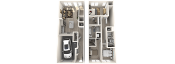 a rendering of a house and a car in a floor plan