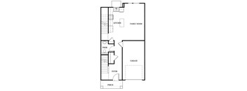 a floor plan of a house with a small kitchen and a living room