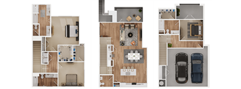 three dimensional layouts of a house and floor plans