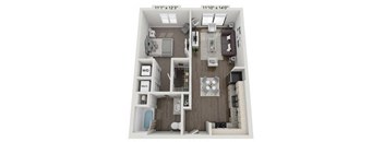 a two story apartment with a balcony and a living room