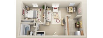A dollhouse kitchen with a refrigerator, sink, and oven.