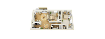 a bedroom floorplan of a 1 bedroom995 sq ft apartment at L'Estancia, Sarasota, 34231