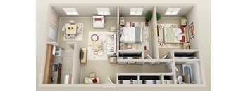 A dollhouse living room with furniture and decorations.