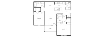 a schematic drawing of the upper and lower floors of a house with an open floor