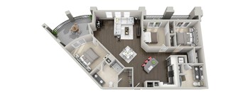 a floor plan of a room with a bedroom and a living room