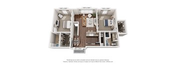 A 3D floor plan of a house with dimensions and a disclaimer at the bottom.