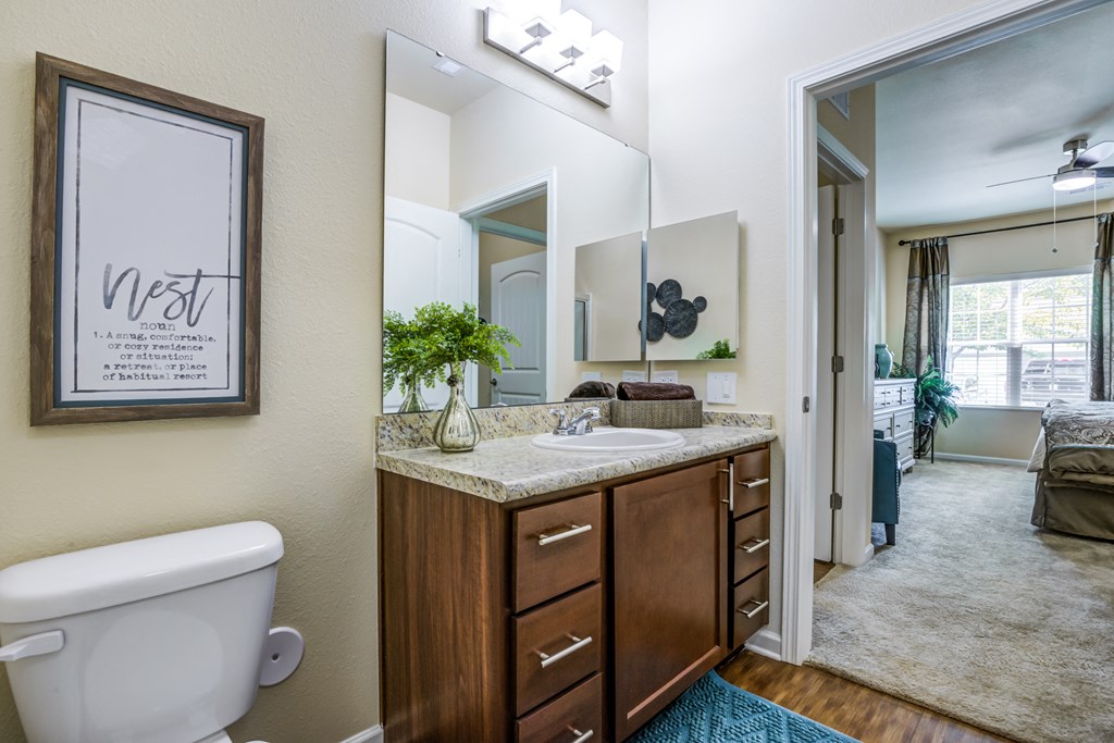 a bathroom with a toilet and a sink and a mirror