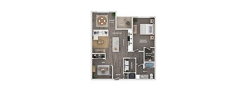 A floor plan of a house with a dining room, living room, kitchen, bathroom, and other rooms.