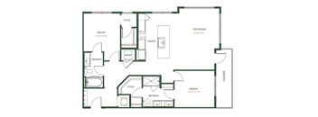A floor plan of a house with rooms labeled as DREAM, REFRESH, STYLE, ENTERTAIN, and BREATHE.