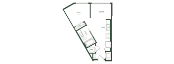 A floor plan of a house with labeled rooms including a bathroom.