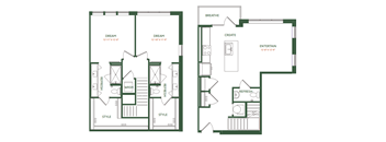 A floor plan of a house with rooms labeled as Dream, Refresh, Style, Create, Entertain, and Breathe.