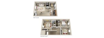 A diagram shows the layout of a two-story apartment.
