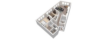 a 3d floor plan of a home with a living room and a dining room