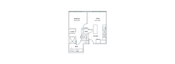 a floor plan of a 1 bedroom floor plan