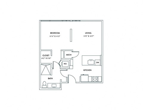 a floor plan of a 1 bedroom floor plan