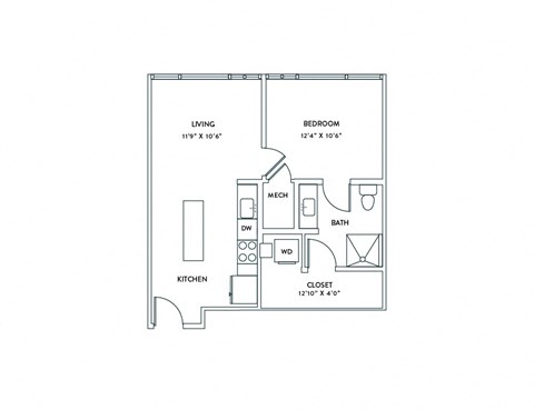 a floor plan of a 1 bedroom floor plan