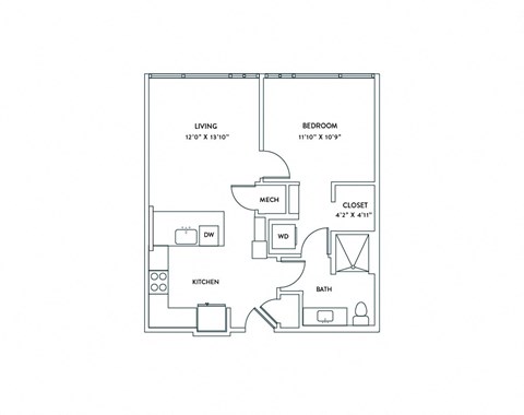 a floor plan of a 1 bedroom floor plan