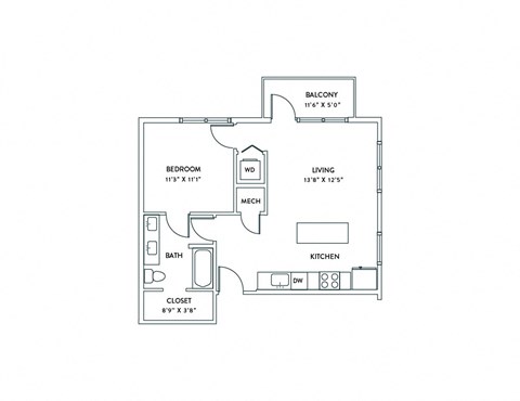 a floor plan of a 1 bedroom floor plan