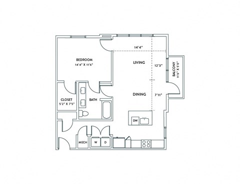 a floor plan of a 1 bedroom floor plan