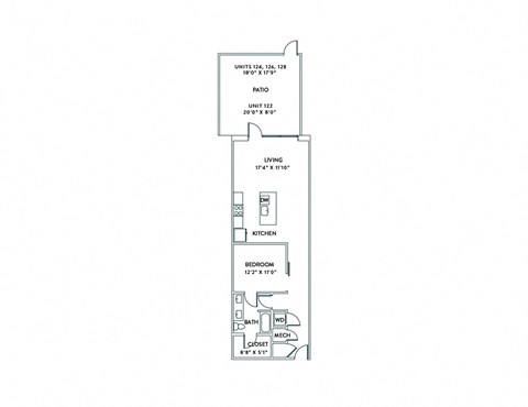 a floor plan of a home with a bedroom and a living room