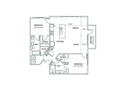 a floor plan of a 1 bedroom floor plan