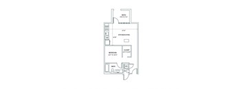 a floor plan of a house with an open floor plan with a bedroom